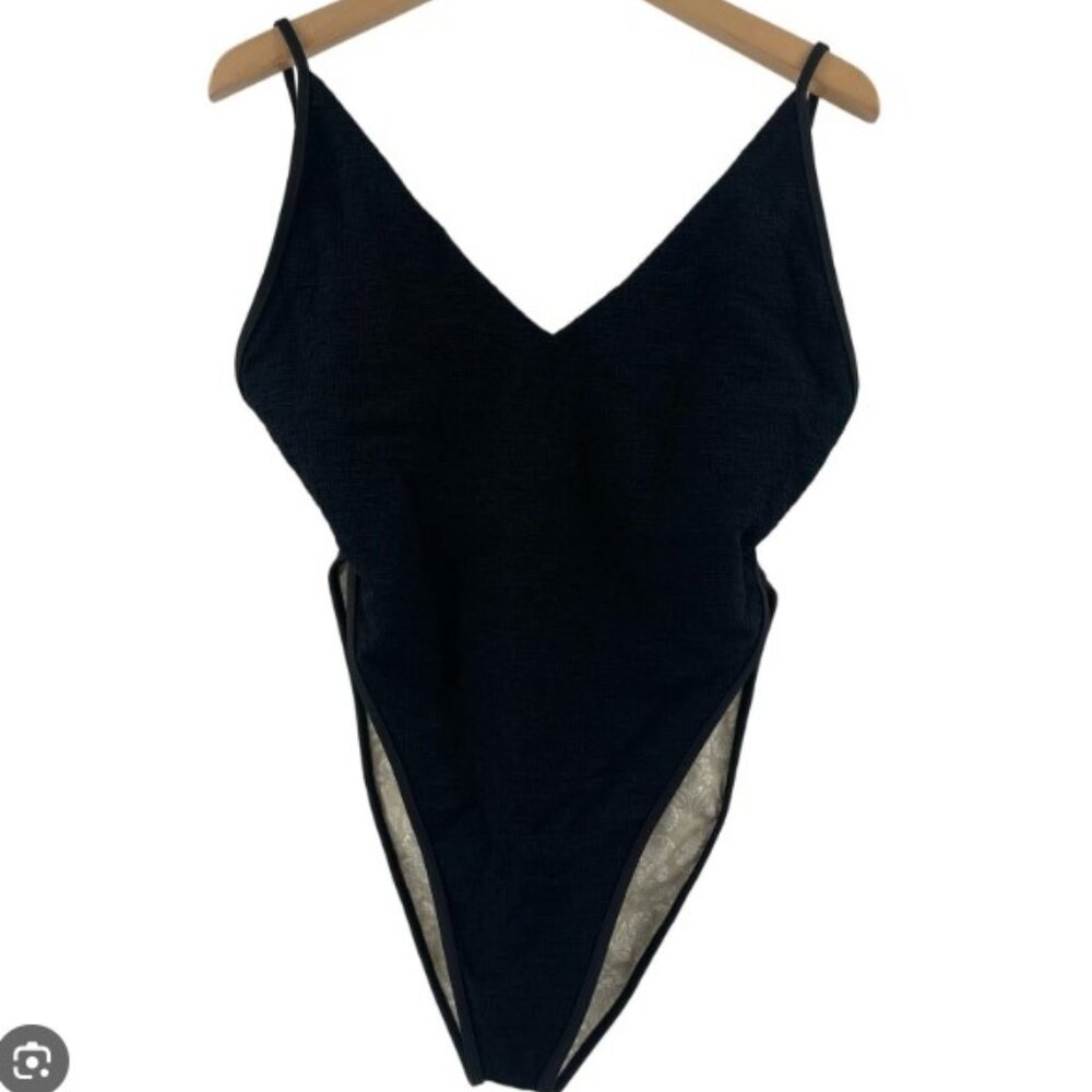 Free People Beach Women’ s Large BLACK One Piece Swimsuit Excellent 🌴